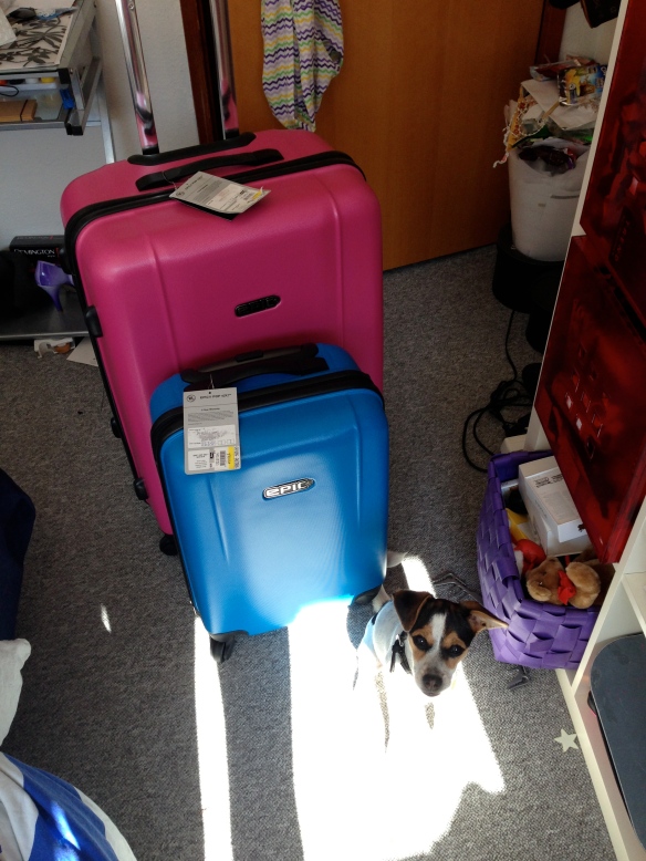 mine kufferter igen. Den store lyserøde er som normal bagage kuffert. Og den lille blå er som kabinekuffert, hvor jeg skal pakke det tøj som jeg skal bruge i new york så ikke jeg behøves at rode i den store :D ud og det skal jeg også havde min håndbagage med. Tror måske det bliver min eastpack skoletaske
